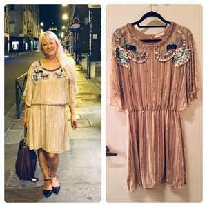 Parker NY Beaded Blouson Bird Dress